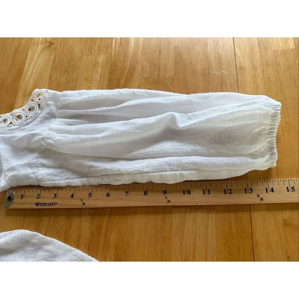 Miss Love White Boho Cold Shoulder Lace Trim Blouse Small - Picture 10 of 12